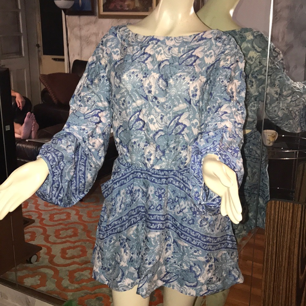 Free People print cotton cutout mini dress M